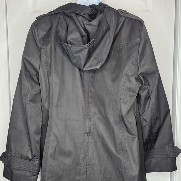 London Fog Double Breasted Hooded Trench Coat Sz Large - Picture 6 of 10